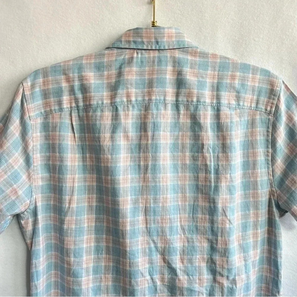 Hawker Rye Plaid Shirt Size Medium Blue Short Sleeve Button Down Chest Pocket - Picture 4 of 9